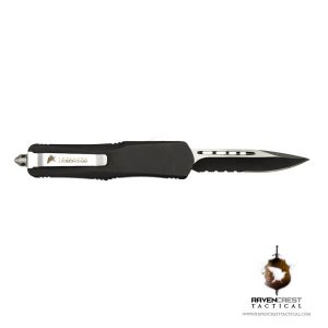 RavenCrest Cerakote Titan Bravo Tactical OTF Knife (Graphite Black) - Image 4